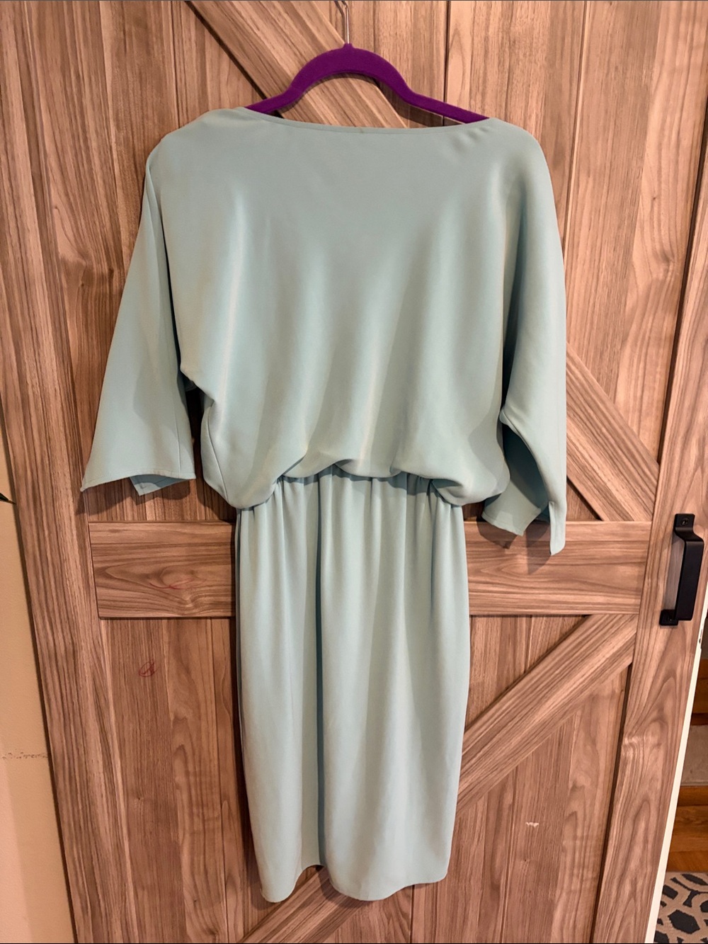 St. John Mint Green Draped Cowl Midi Dress